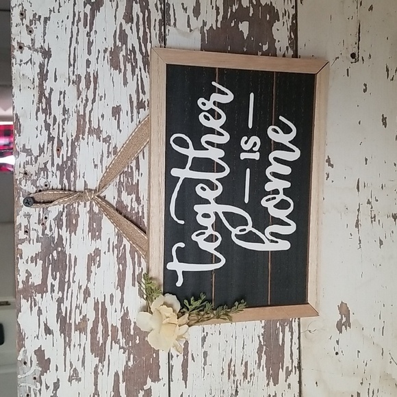 TOGETHER IS HOME Wood sign | Farmhouse sign for Porch Entryway Accent Decor - Picture 3 of 3